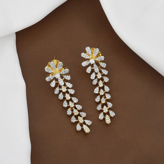 Gold-Tone Intricate Leafy CZ Gold-Tone Necklace & Earring Set