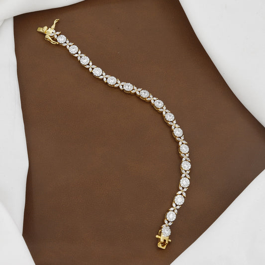 Party Wear Luxury CZ Stone Gold Tone Tennis Bracelet