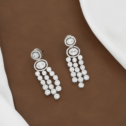 Luxury CZ Exquisite 3-Layer American Diamond Necklace Set