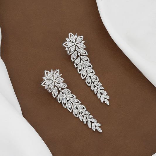 Floral Botanical Leaf American Diamond Necklace Set