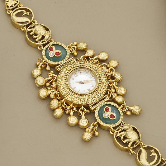 Gold-Tone Pearl Cluster Adjustable Bolo Bracelet for Women