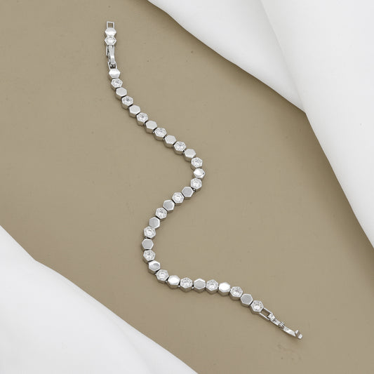Silver Polished Hexagonal Shape Office Bracelet