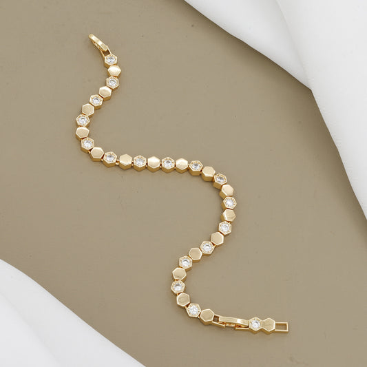 Gold Polished Hexagonal Shape Office Bracelet