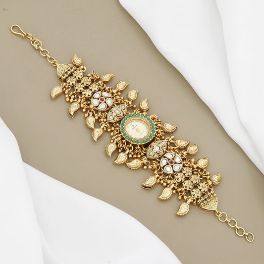 Traditional Watch Bracelet Unique, Kundan and Functional