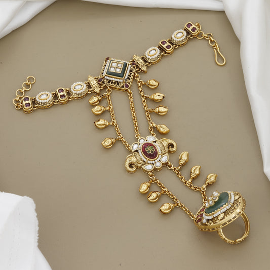 Traditional Heritage Antique Hath Panja with Green Stone