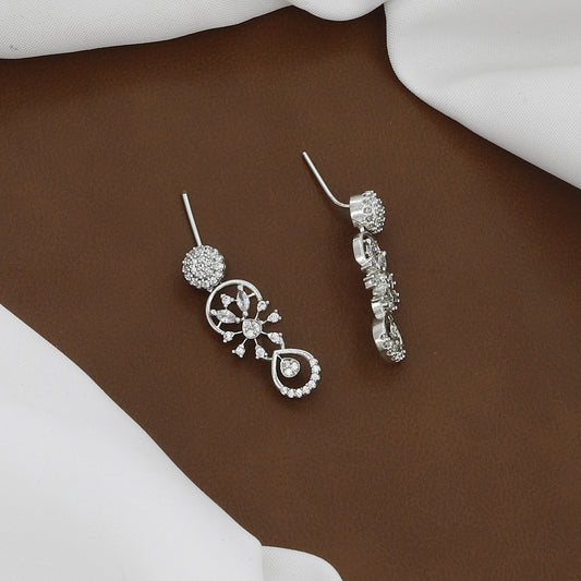 Elegant CZ Teardrop & Floral American Diamond Necklace Set