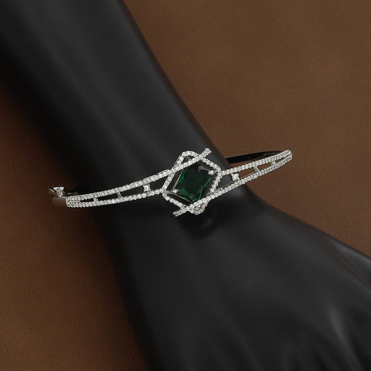 Luxurious Green Crystal Slim Bangle Bracelet