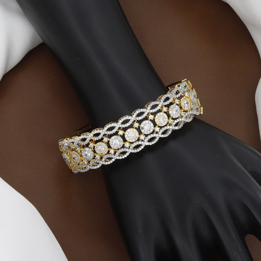 Luxury Gold Toned Diamond Look Bangle Bracelet