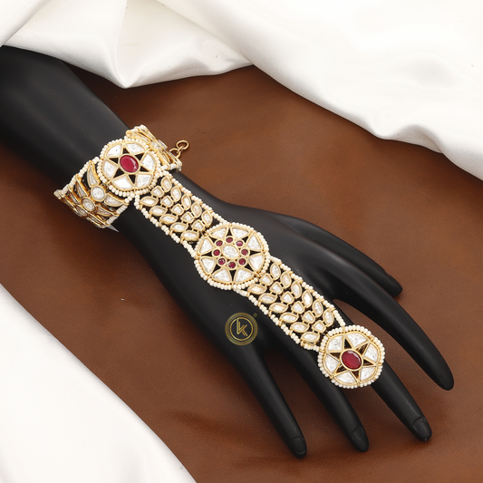 Beautiful Antique Hathphool with Polki & Ruby Accents