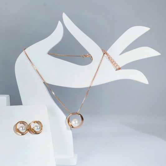 18k Rosepolished Swarovski Designer Pendent Set