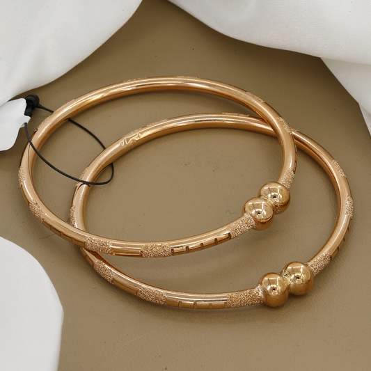 Rose Gold Toned Indian Set Of 2 Bangles For Office & Home