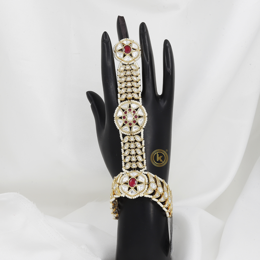 Beautiful Antique Hathphool with Polki & Ruby Accents