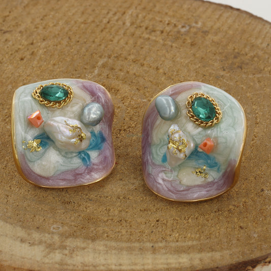 Big Size Mix Color Pastel Design Vintage Earrings