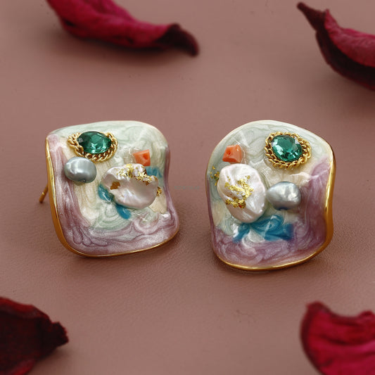 Big Size Mix Color Pastel Design Vintage Earrings