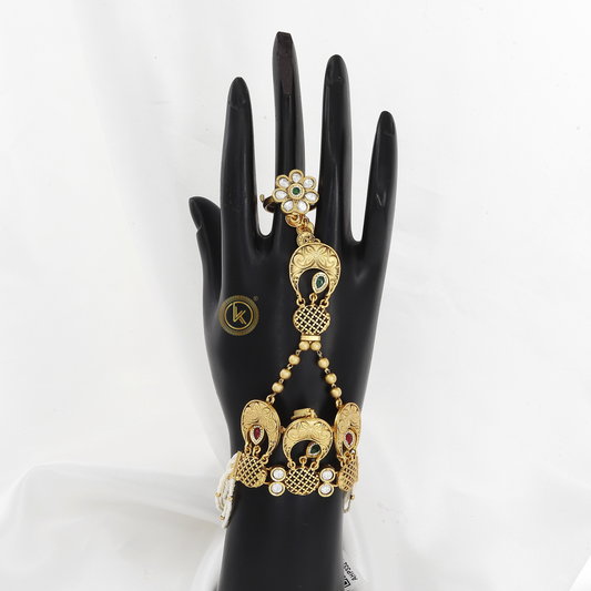 Elegant Antique Hathphool with Pearls and Filigree