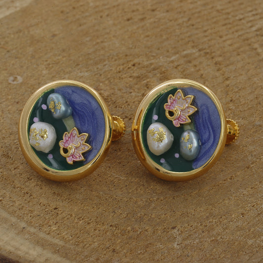 Elegant Mix Color Stone Medium Vintage Earrings