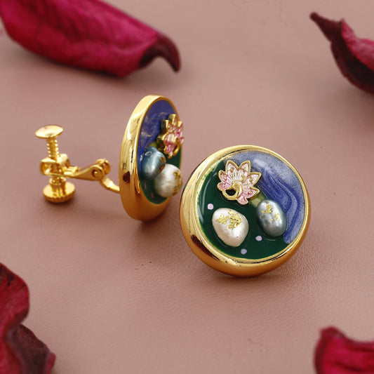 Elegant Mix Color Stone Medium Vintage Earrings