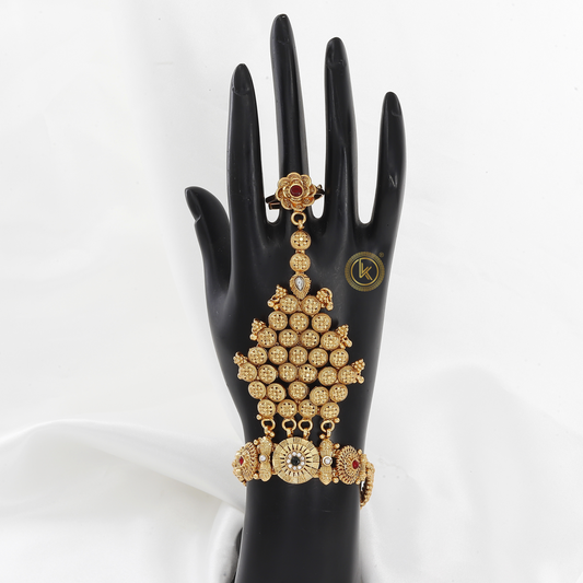 Gold Tone Antique Hath Panja with Intricate Design