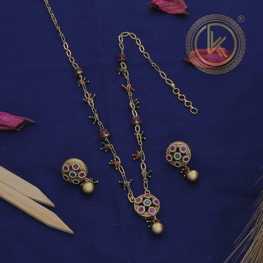 Multicolor Accent Mini Pendant Necklace Set