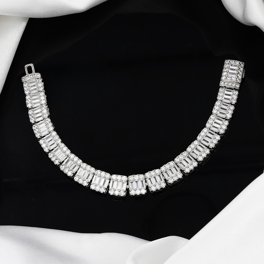 The Classic Silver Emerald Cut Diamond Tennis Bracelet