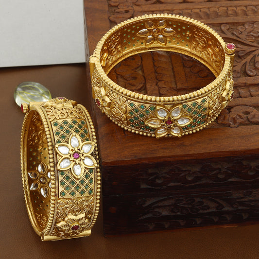 Flower Design Antique Kundan Patla For Women