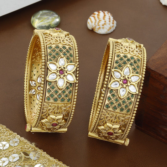 Flower Design Antique Kundan Patla For Women