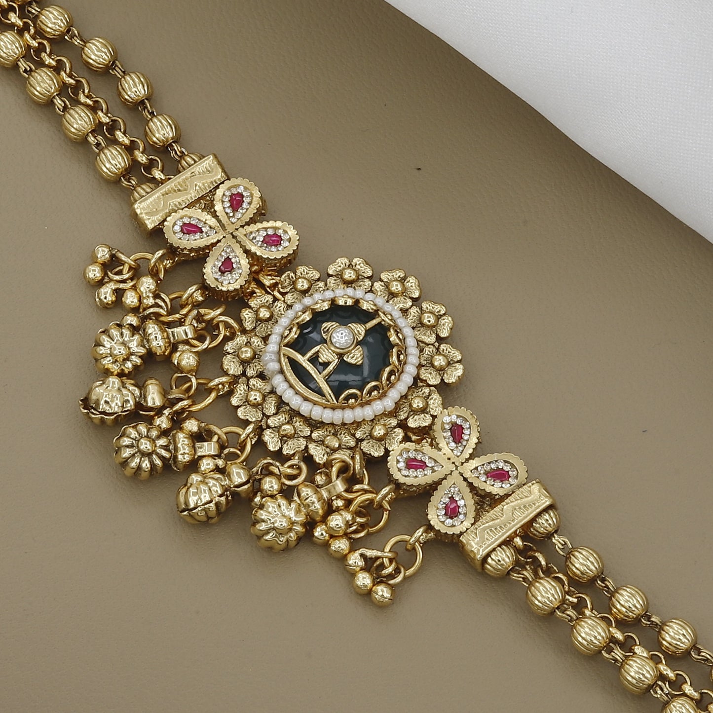 Traditional Indian Regal Black Meenakari Bracelet