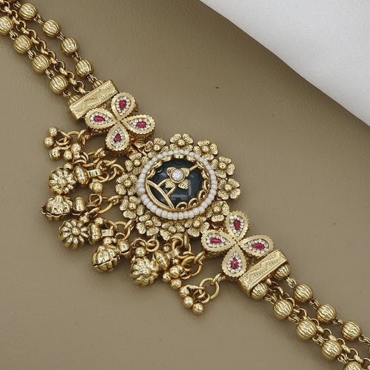 Traditional Indian Regal Black Meenakari Bracelet