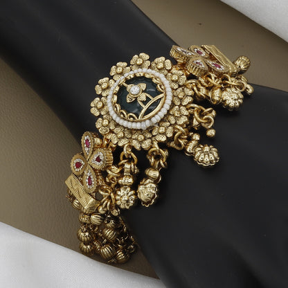 Traditional Indian Regal Black Meenakari Bracelet