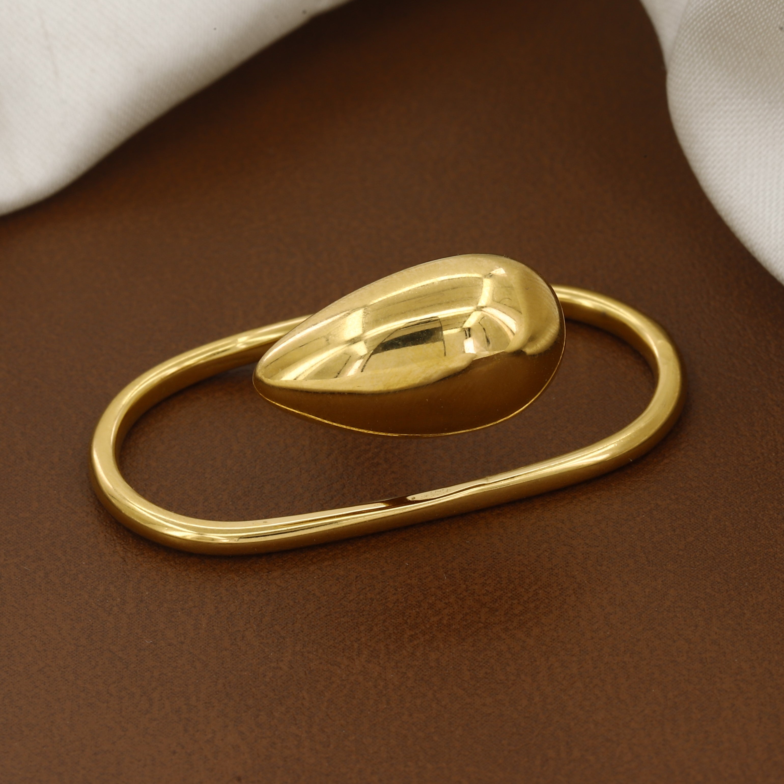 Gold Polished Sculptural Multi-Finger Statement Ring