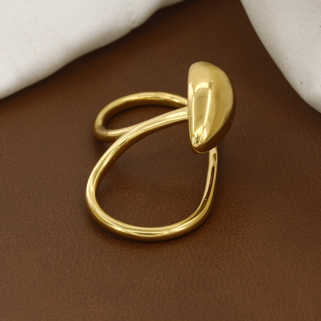 Gold Polished Sculptural Multi-Finger Statement Ring