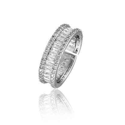 Silver Polished Imported Partywear Freesize Ring