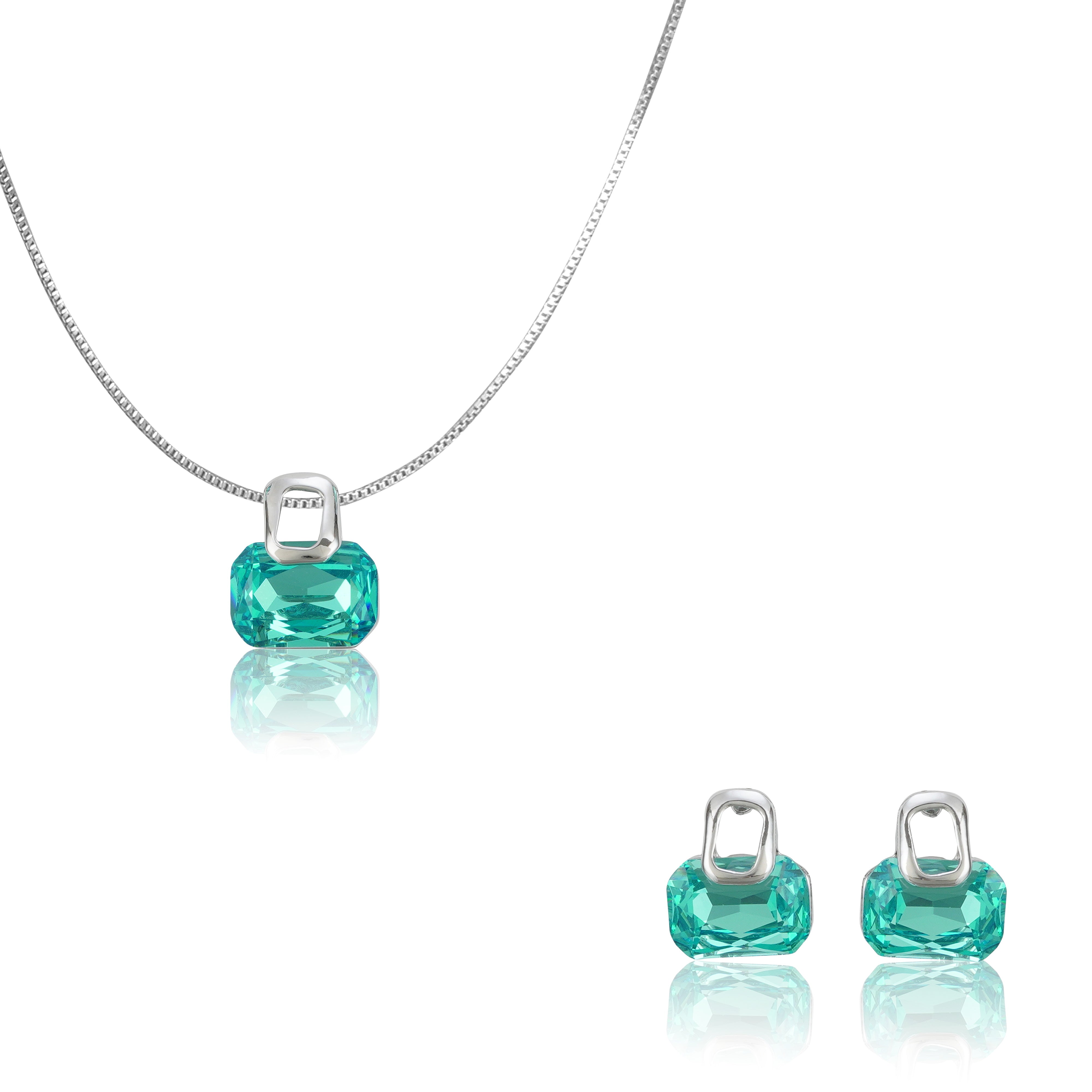 Aqua Mint Stine New Elegant Design Pendent Set