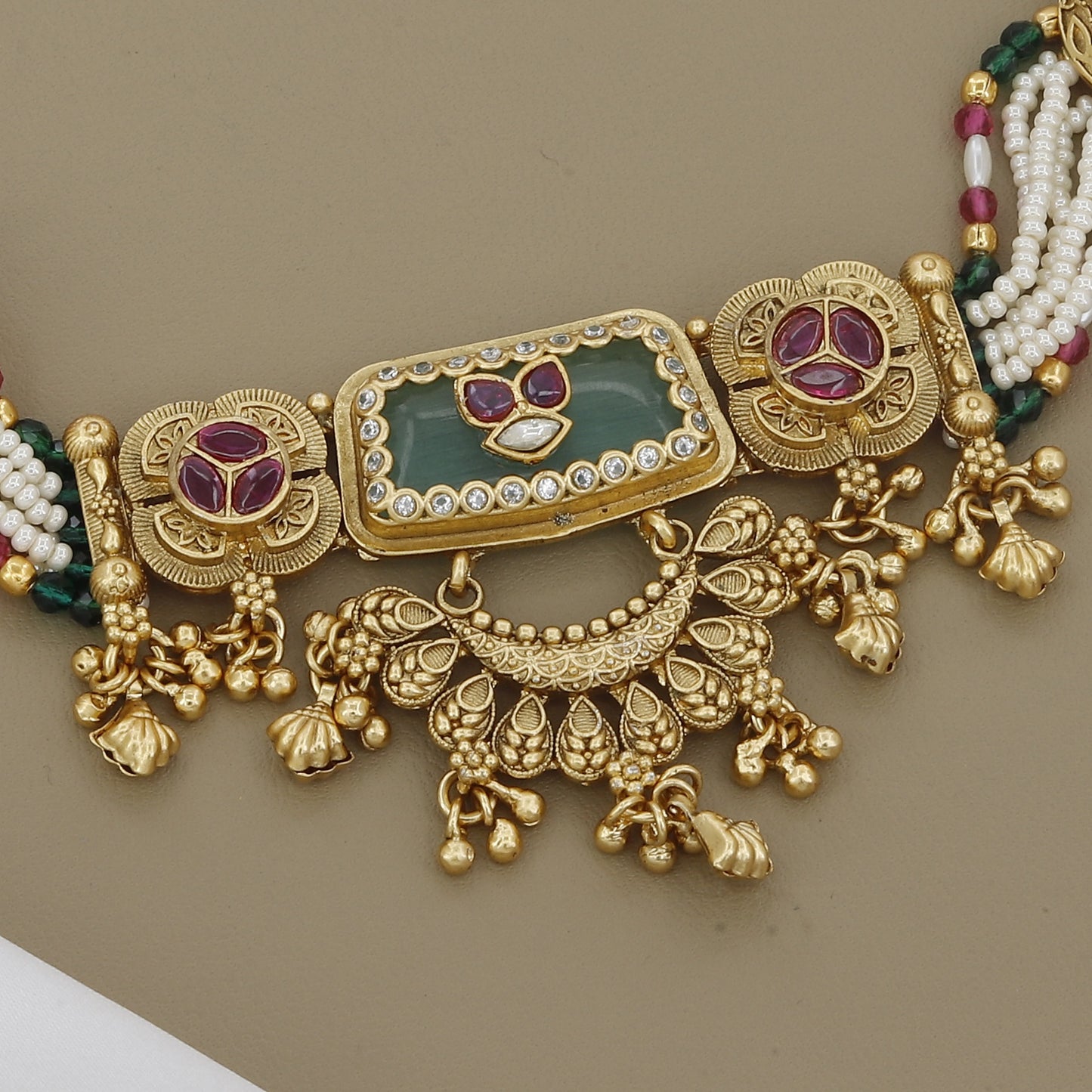 Pearl & Meenakari Antique Wedding Necklace Set