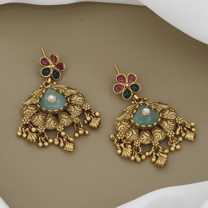 Indian Kundan Style Wedding Necklace With Earrings