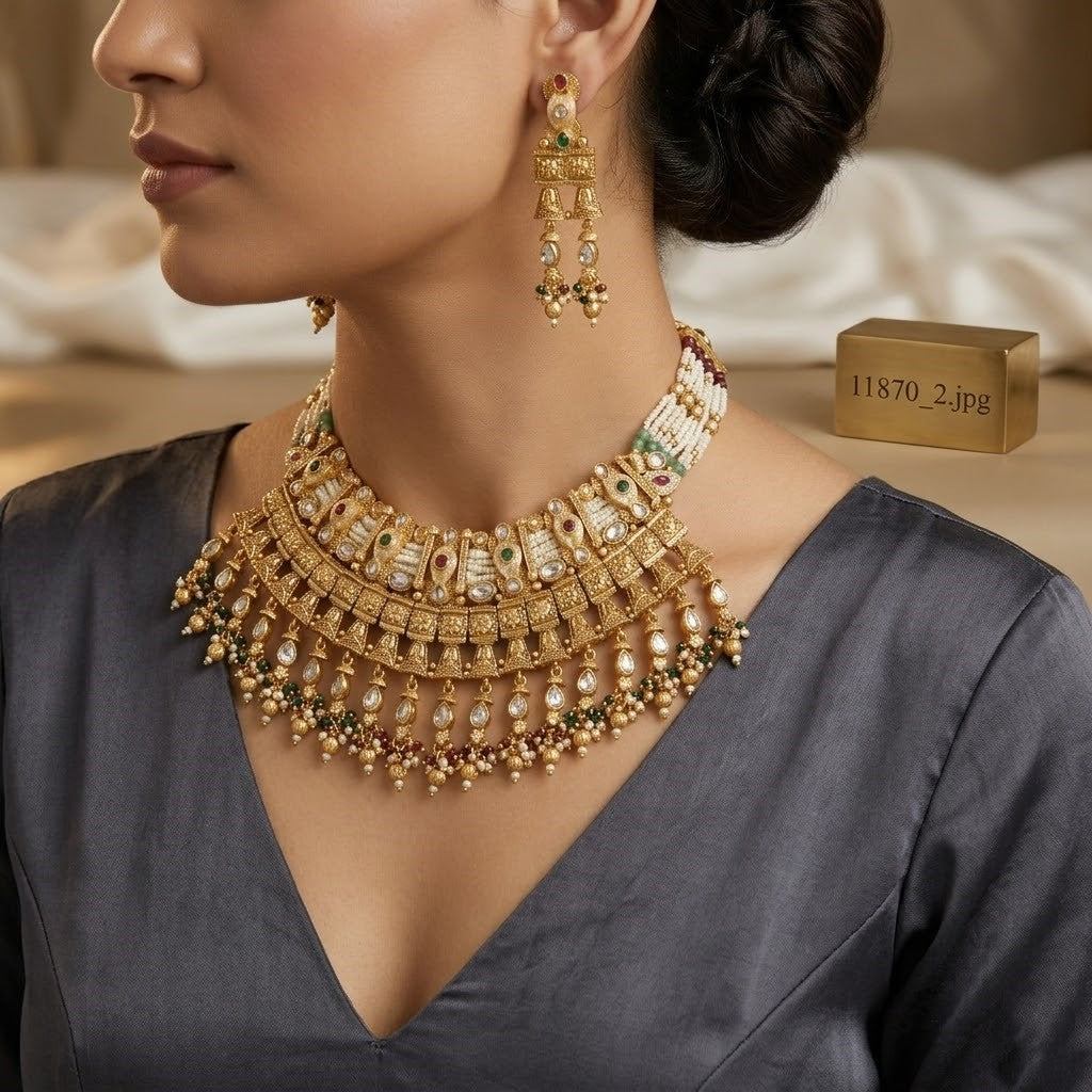 Ethnic Intricate Antique Design Necklace Set