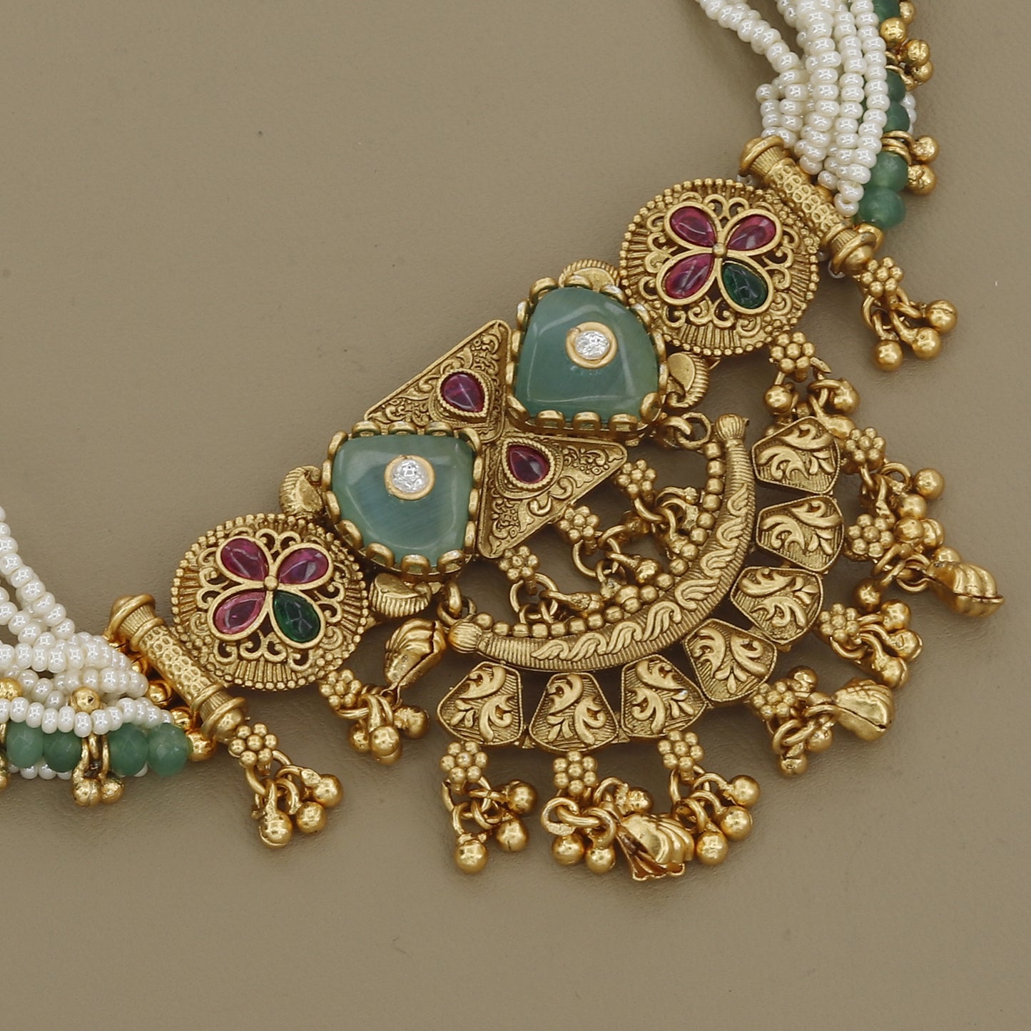 Indian Kundan Style Wedding Necklace With Earrings