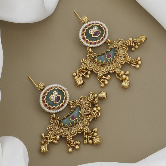 Pearl & Meenakari Antique Wedding Necklace Set