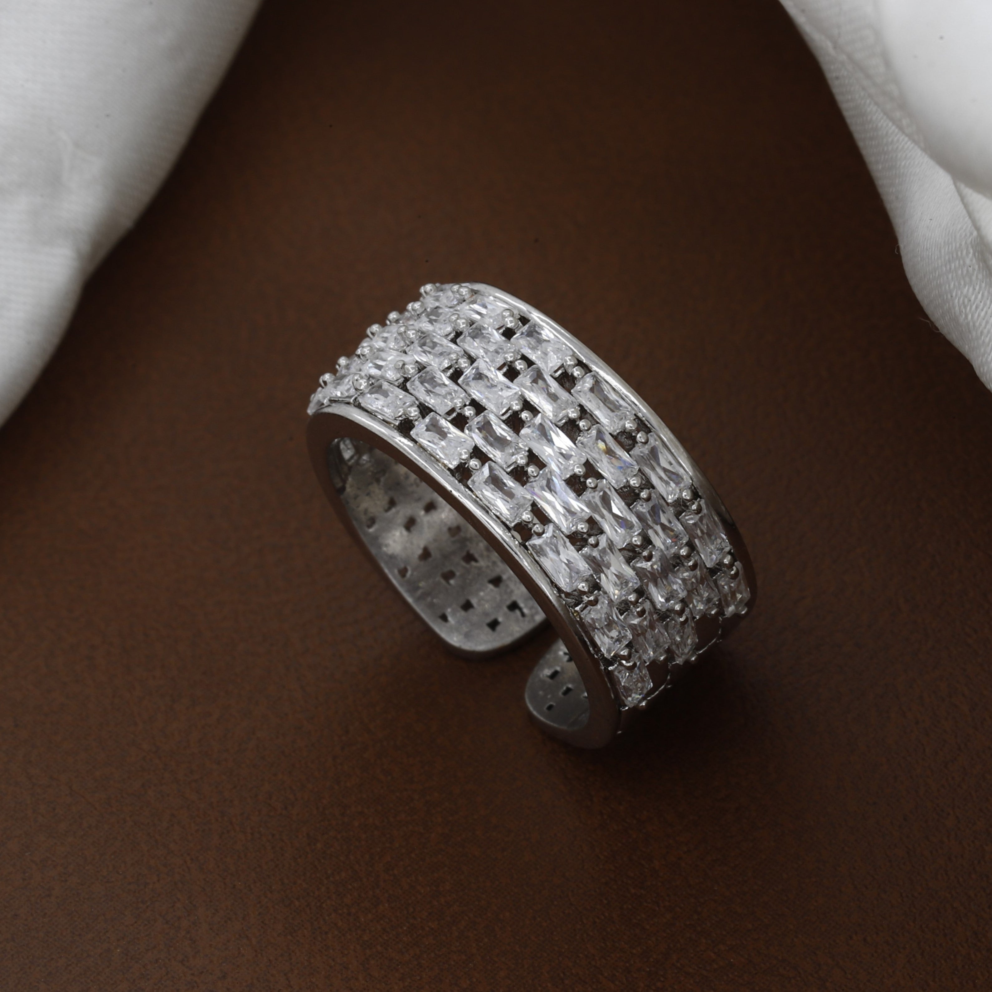Dazzling 4-Row Baguette-Cut Cubic Zirconia Eternity Ring
