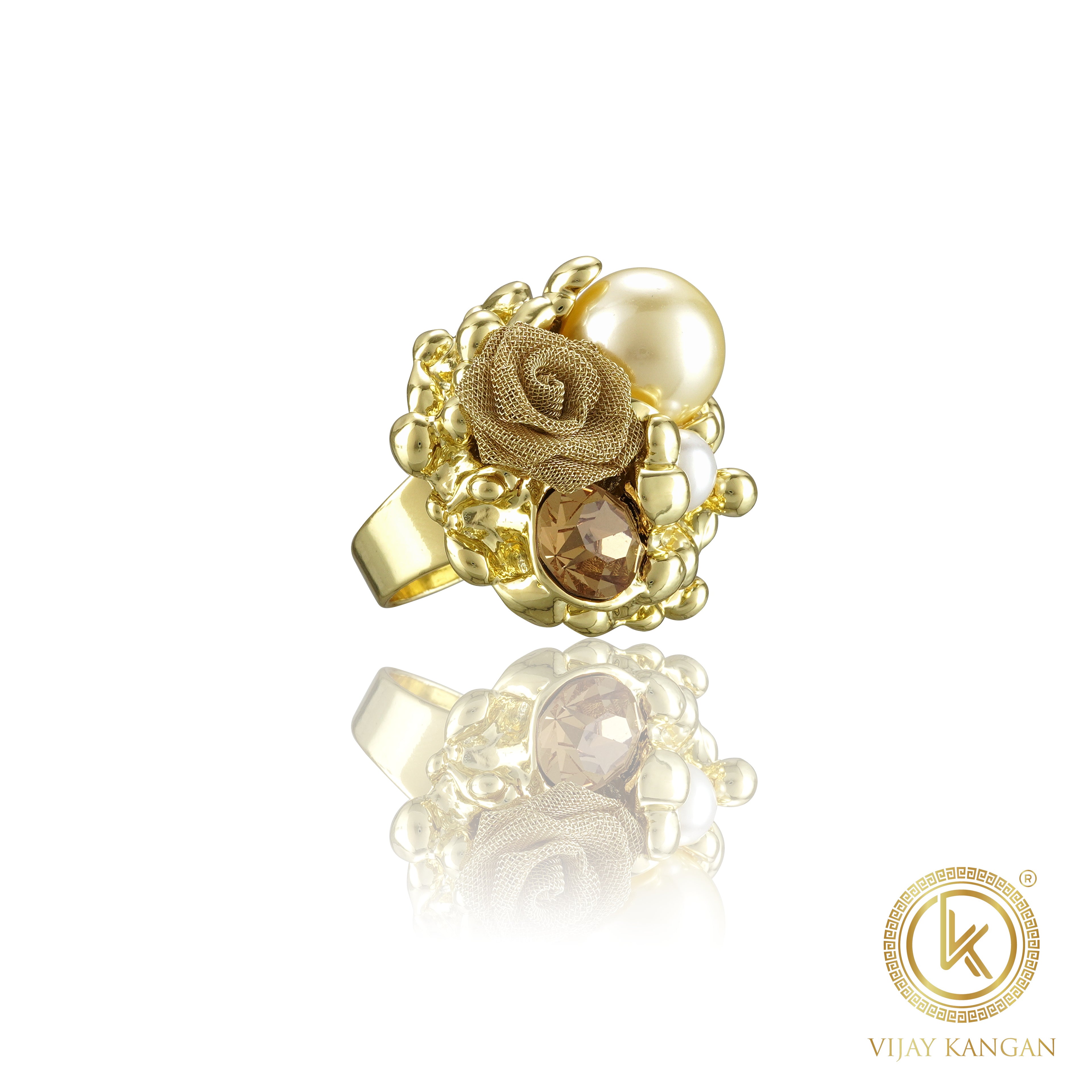 Goldpolished Imported Reception Wear Freesize Ring