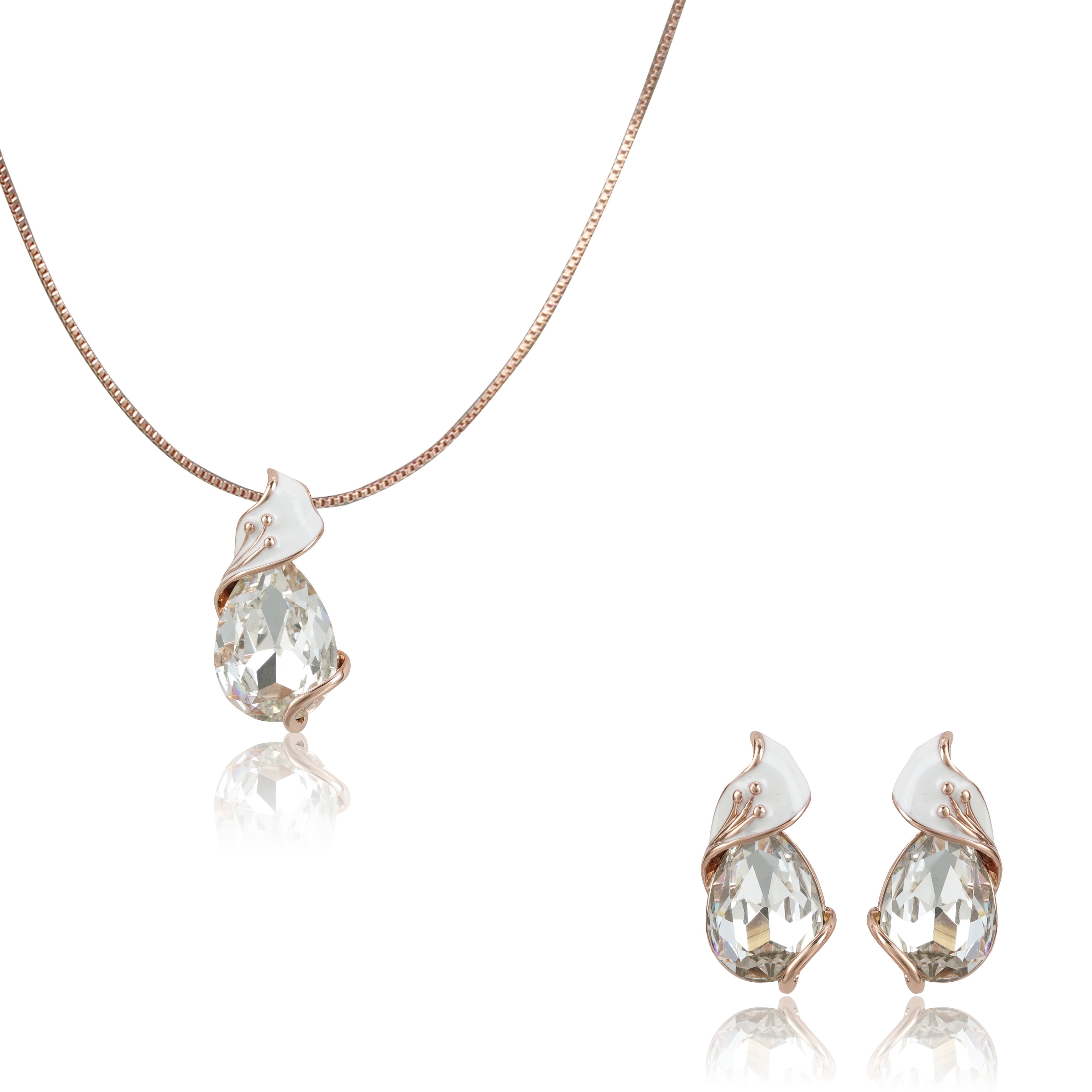 Swarovski Designer Perl White Stone Pendent Set