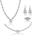 Silverpolished Diamond Full Set Combo Jewelry