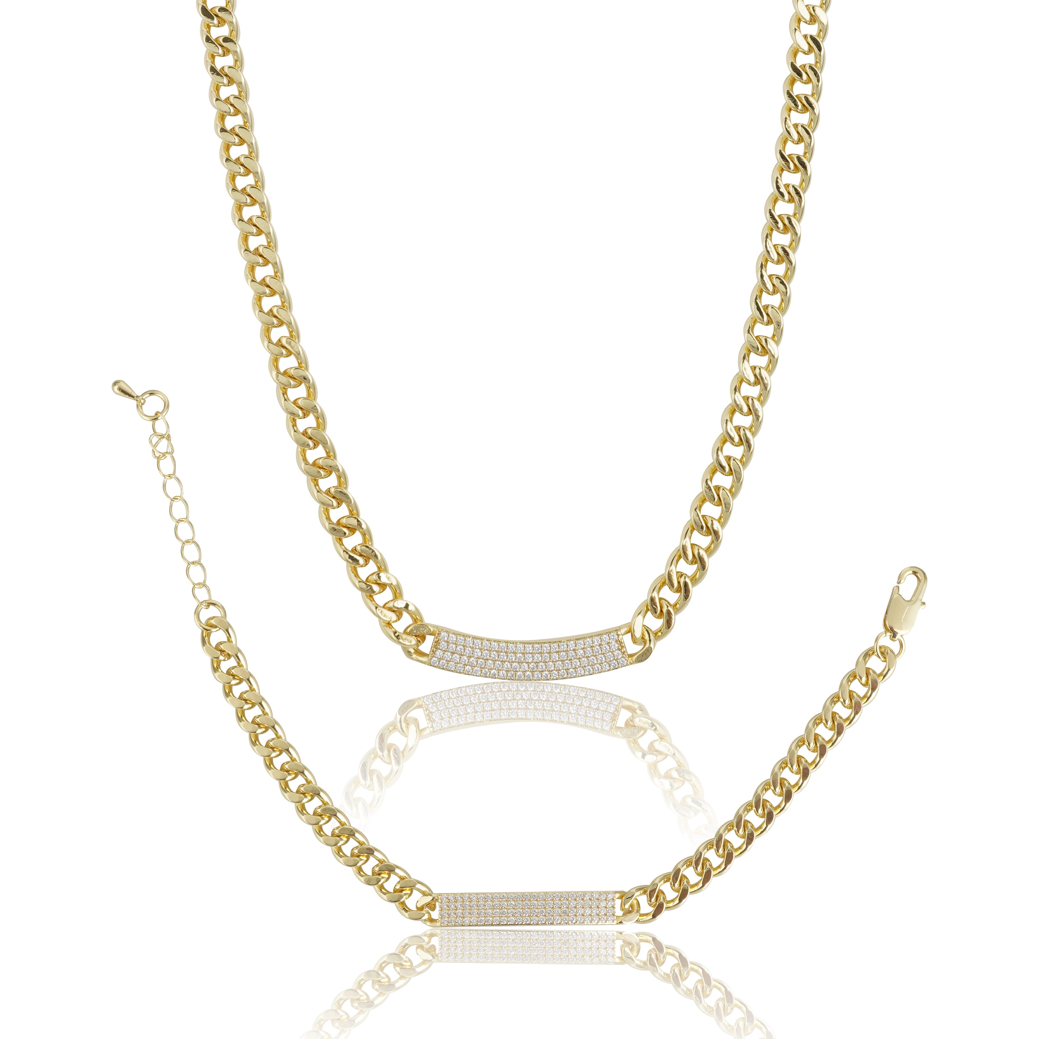 Goldpolish Necklace And Bracelet With Diamond Combo Jewelry