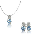 18k Silverpolished Swarovski Multi Stone Pendent Set