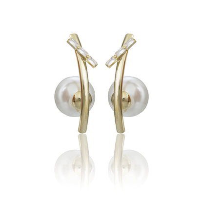 New Sterling Fancy Earrings With Big Perl