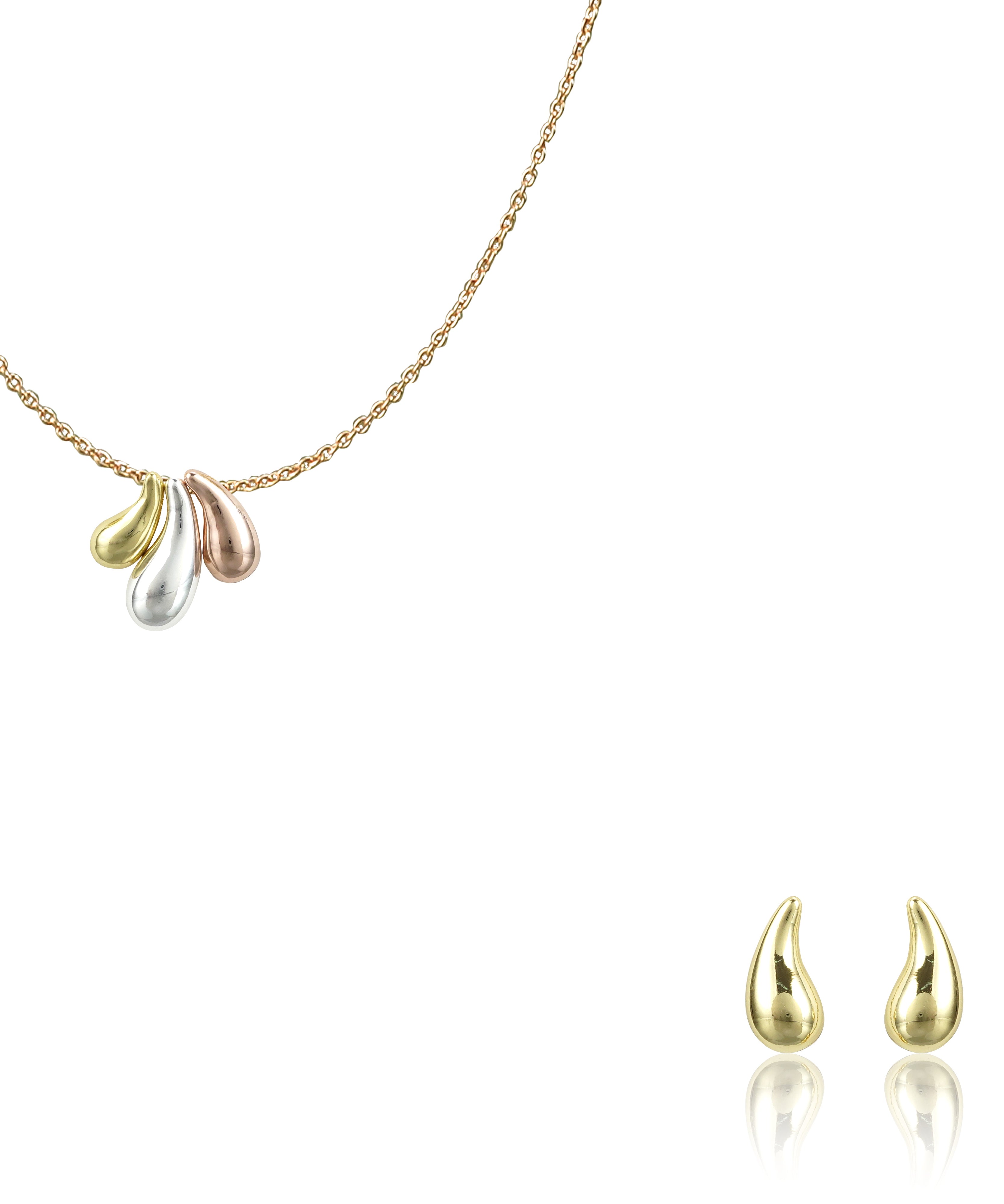 18k Mixpolished Swarovski Pear Shape Pendent Set