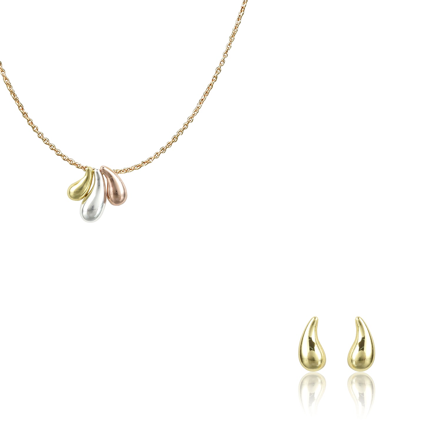 18k Mixpolished Swarovski Pear Shape Pendent Set