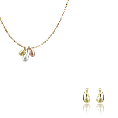 18k Mixpolished Swarovski Pear Shape Pendent Set