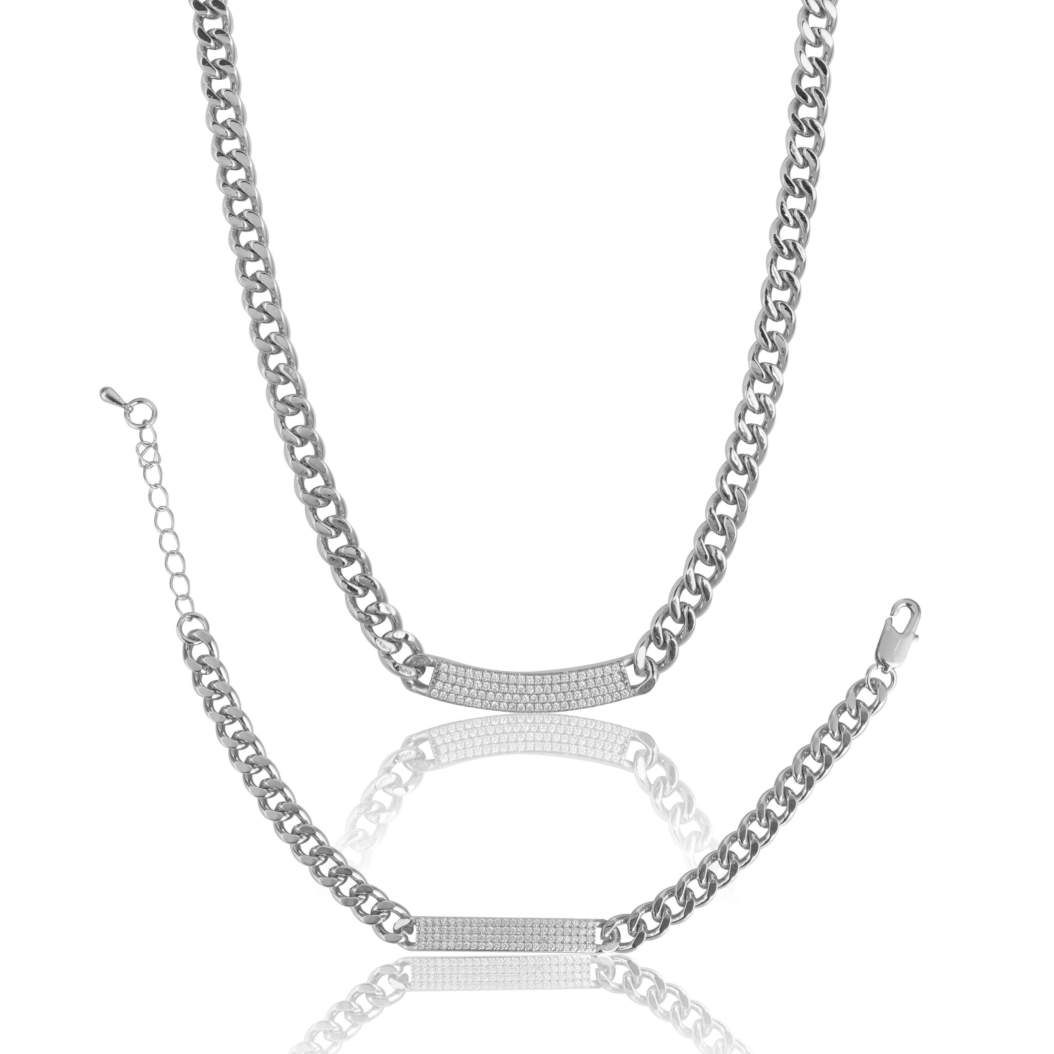 Silverpolish Necklace And Bracelet With Diamond Combo Jewelry