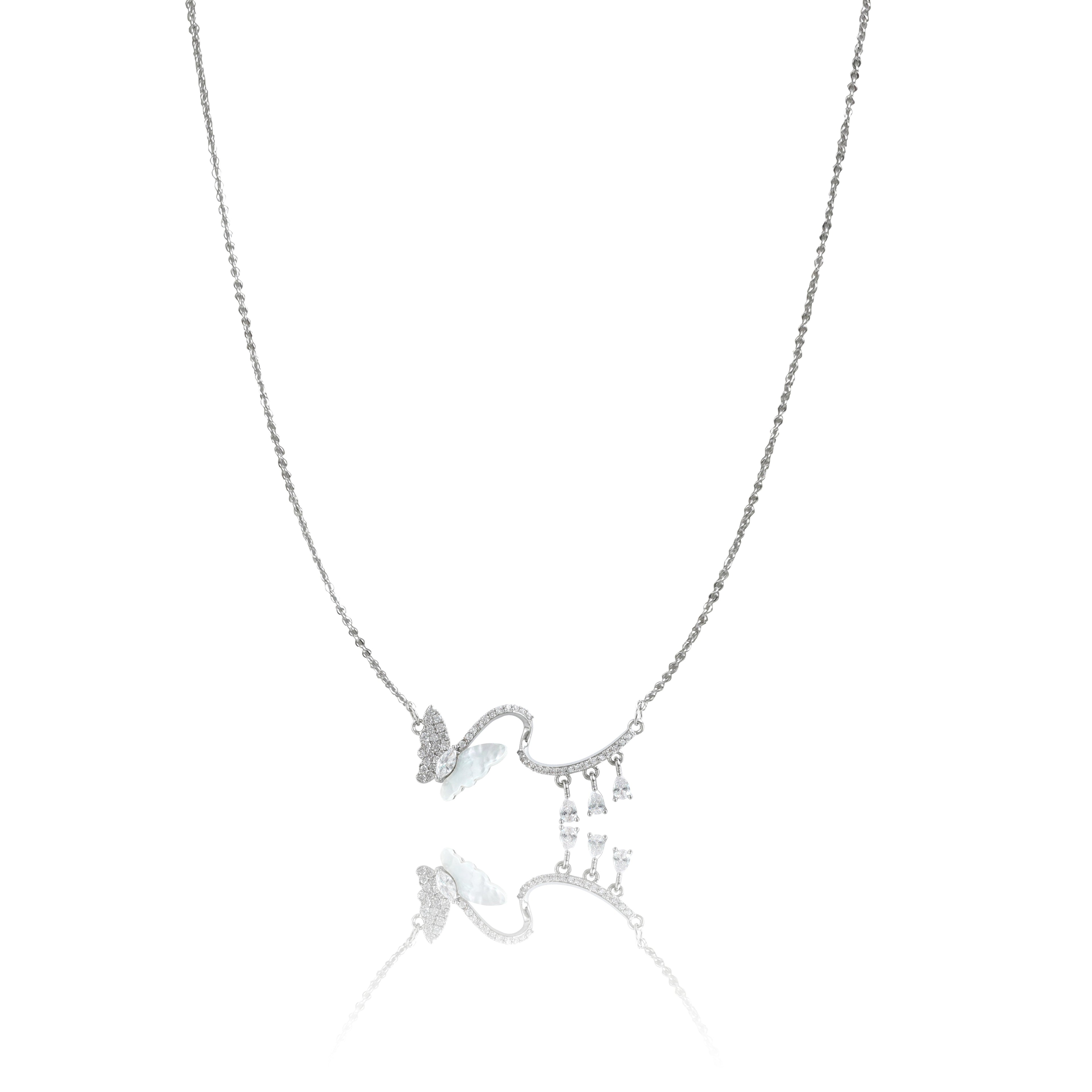 Imported Butterfly Design Western Silverpolished Pendent Chain